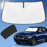 ZOIBV front view on BMW X3 windshield shows full coverage and interior protection