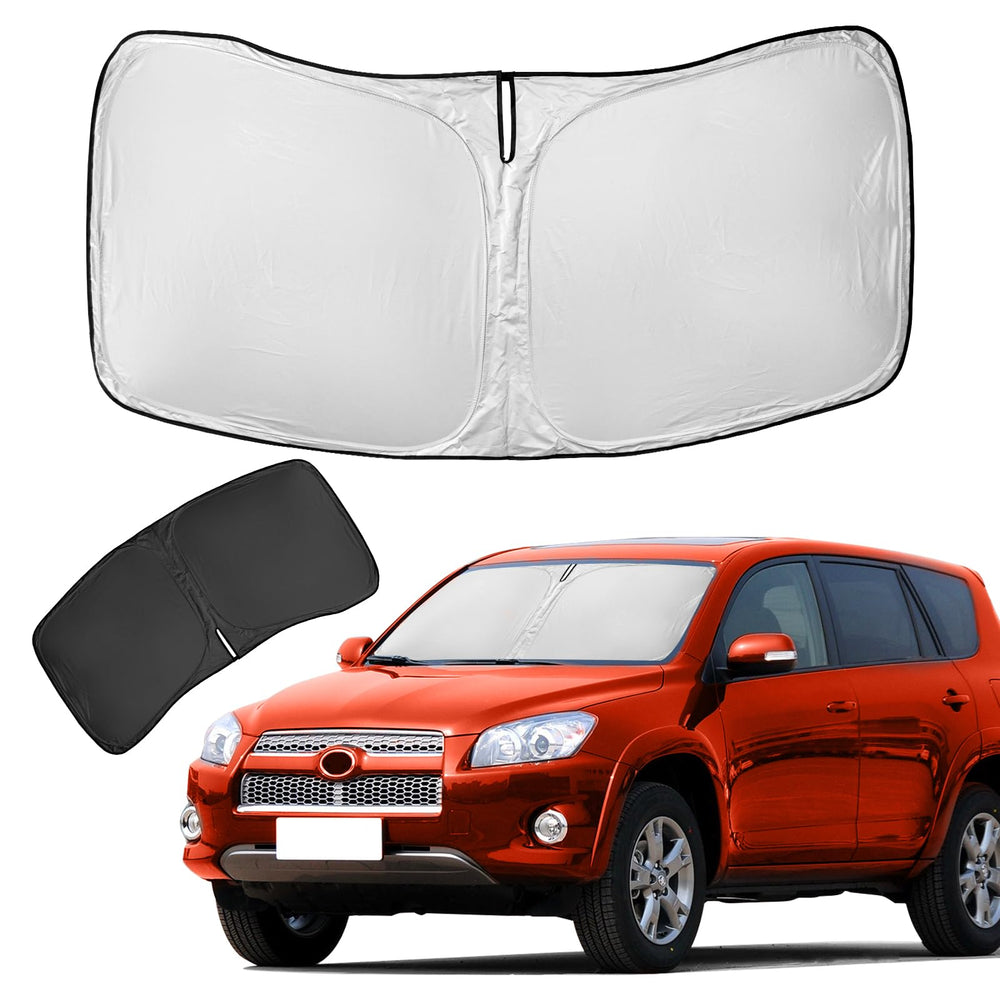 ZOIBV front windshield cover fitted on RAV4 blocking sunlight and heat