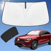 ZOIBV sun shade front view installed on windshield showing full coverage benefit