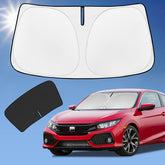 ZOIBV front view sun shade fitted on Honda Civic windshield reducing glare
