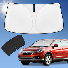 ZOIBV sun shade front view on CR-V windshield showing full coverage and heat reduction