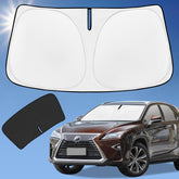 ZOIBV front full-coverage sunshade on Lexus RX windshield reduces cabin heat