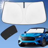 ZOIBV front view sunshade covering full Mustang Mach‑E windshield for cooler cabin