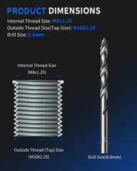 ZOMIYU full tool layout with drill, tap, counterbore, driver and ten inserts for easy use