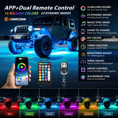 ZONECONA LED pod close-up revealing rugged housing and bright RGB lens for durability