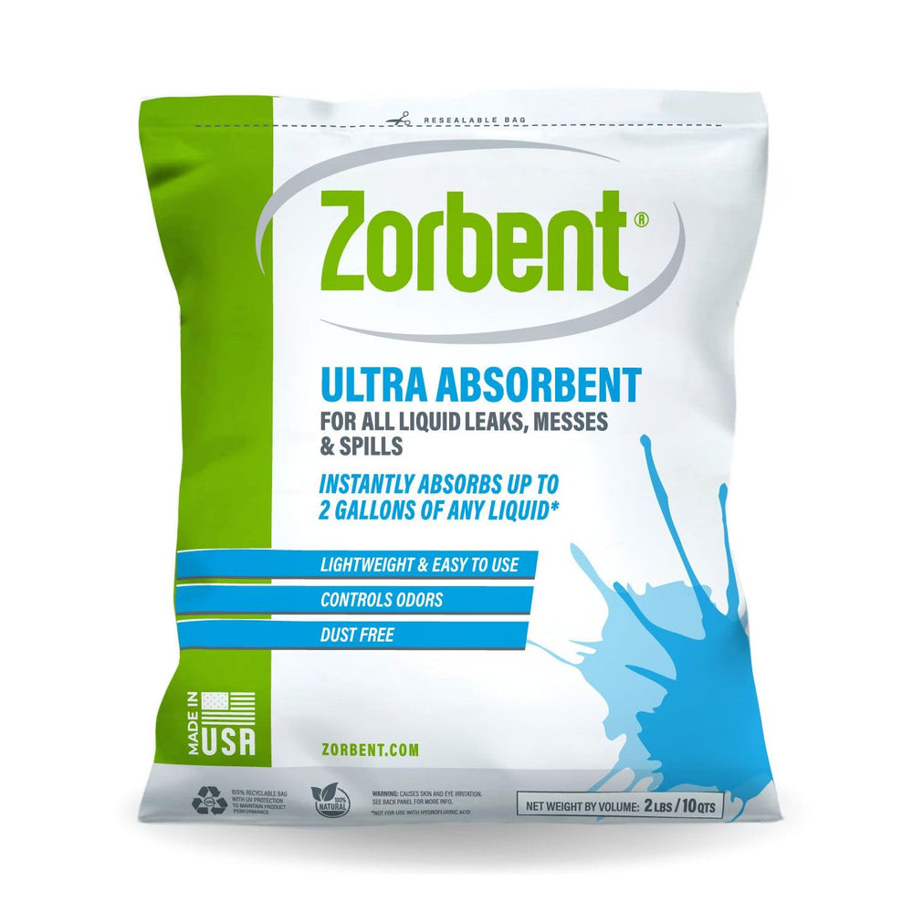 Zorbent 10-quart bag front view showing branding and packaging benefit