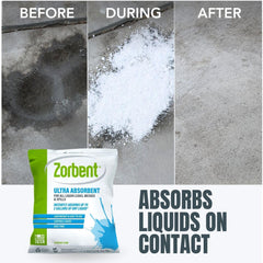 Zorbent applied to pet accident on carpet showing fast cleanup benefit