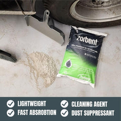 Worker sweeping Zorbent saturated granules for easy removal