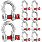 ZORUNNA front view of 10-piece galvanized shackles showing pack contents and benefit of organized supply