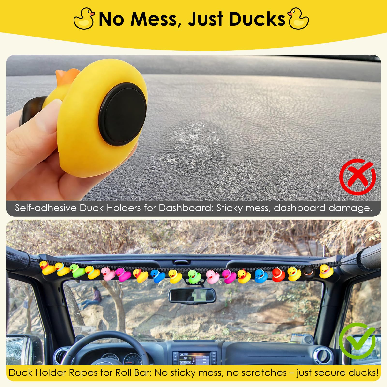 1797 mounted on Jeep roll bar displaying secure fit and visible duck display benefit