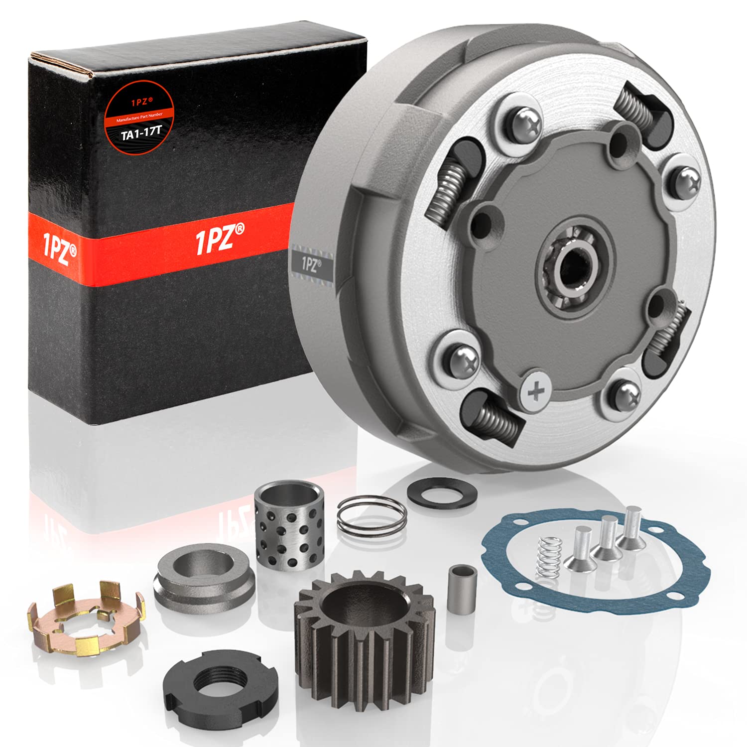 1PZ TA1-17T front view showing clutch face and fasteners for quick identification