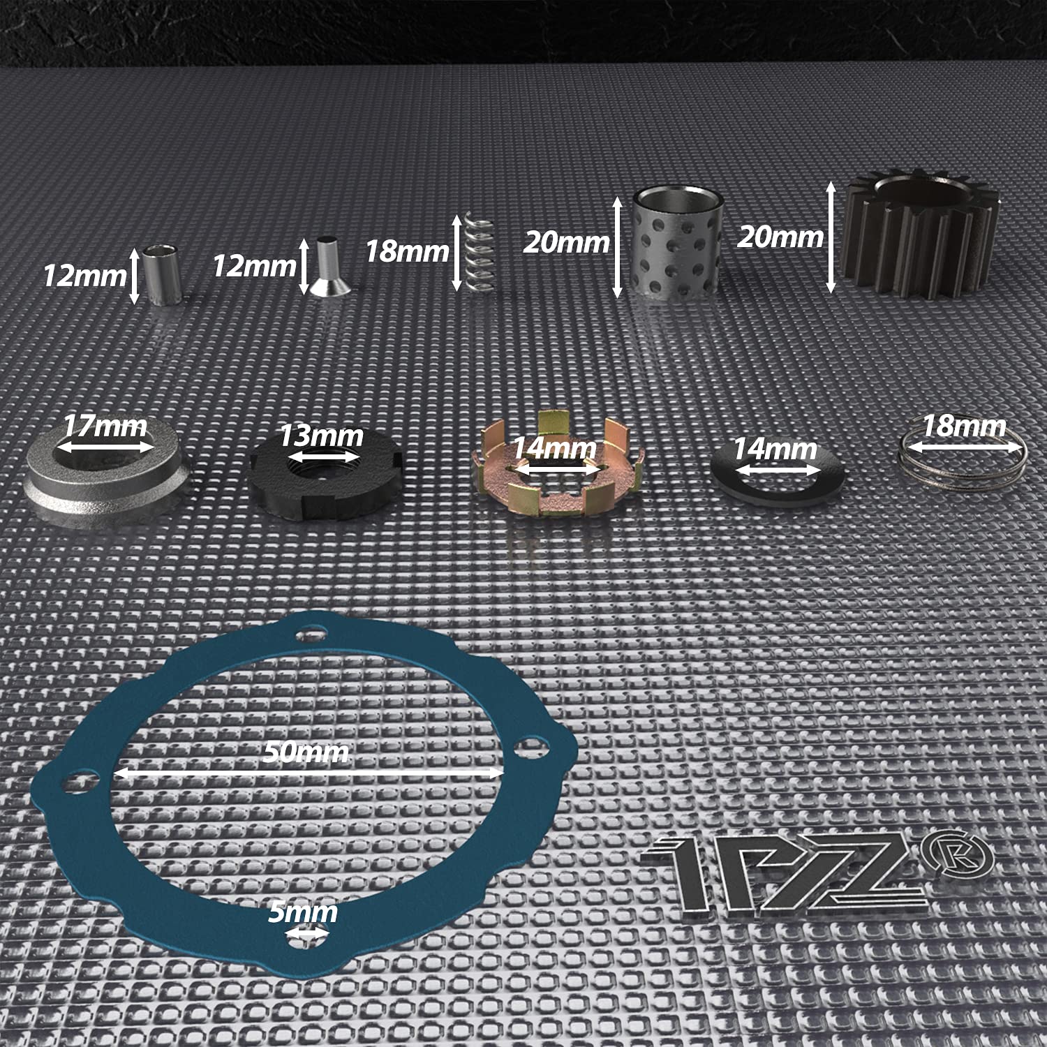 1PZ TA1-17T spline close-up showing 17-tooth pattern for accurate fit confirmation