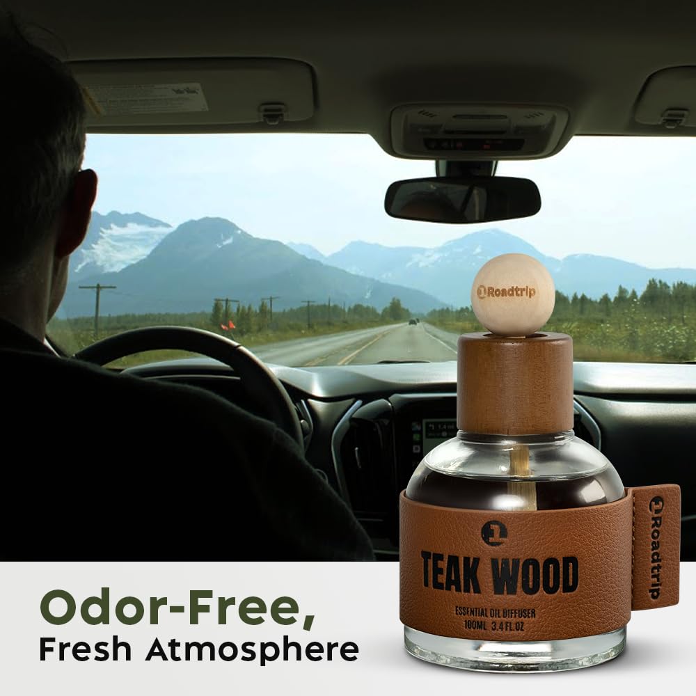 1Roadtrip bottle on nightstand in cozy room suggesting long-lasting home fragrance