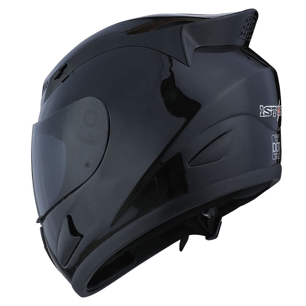 1Storm helmet on motorcycle for scale showing fit and benefit: real-world sizing and styling