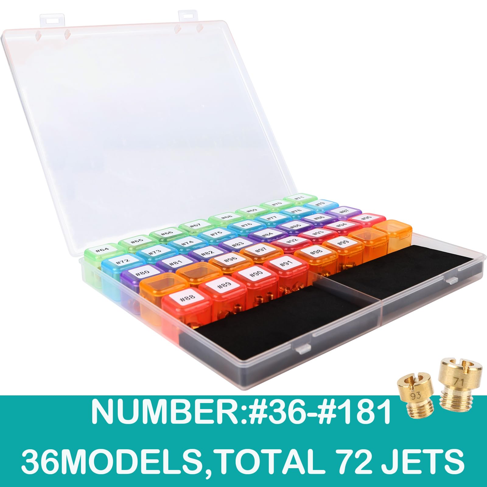 2 MULE TEAM array of jet sizes fanned out for easy comparison and quick selection