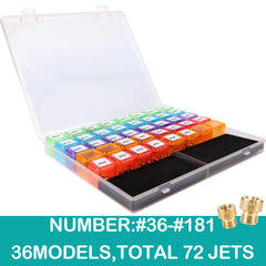 2 MULE TEAM array of jet sizes fanned out for easy comparison and quick selection