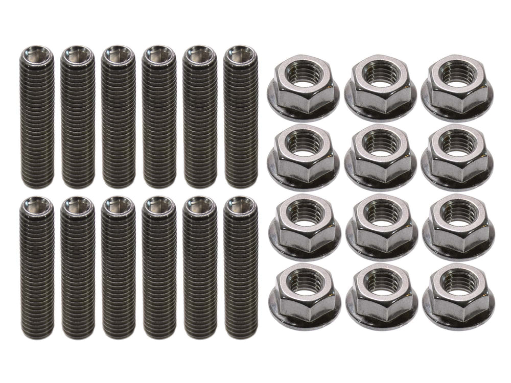 269 Motorsports front view of stainless steel stud kit showing polished studs and flange nuts for durable header install
