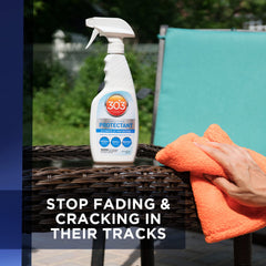 303 Products being applied to vinyl boat seat for UV protection and renewal