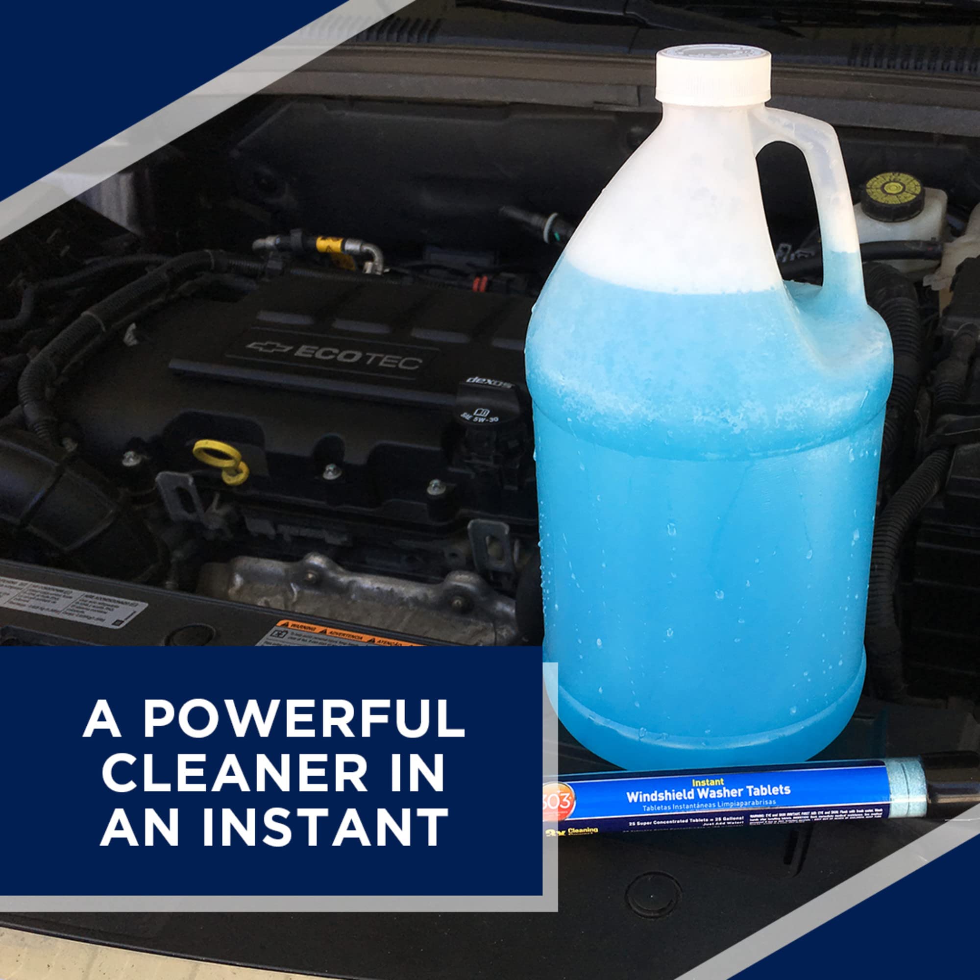 303 Products tablet dropping into washer reservoir for easy refill