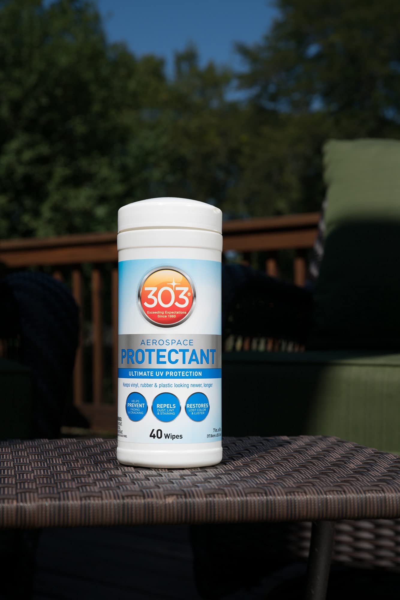 303 Products used on boat seat demonstrating water resistance and protection