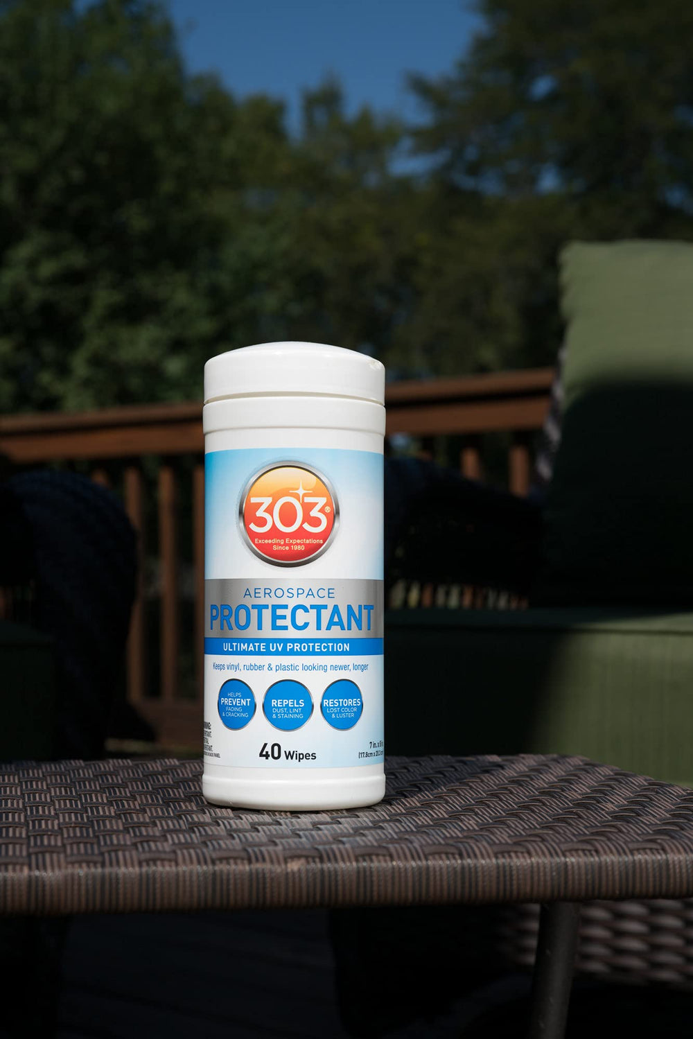 303 Products used on boat seat demonstrating water resistance and protection