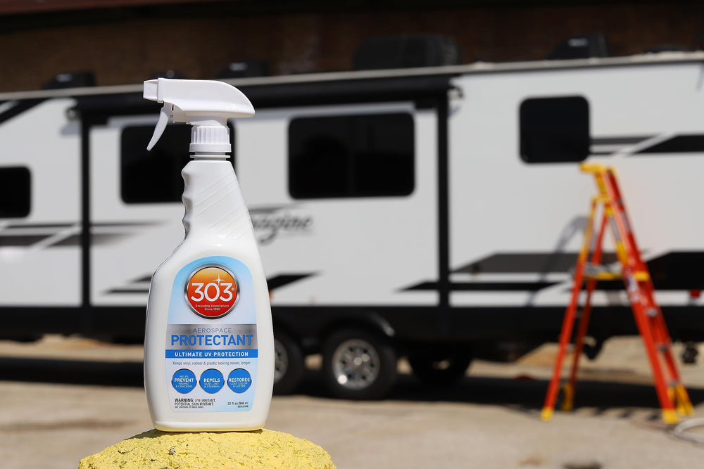 303 Products bottle stored on shelf highlighting safe, water based formula