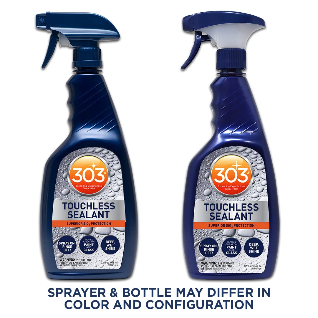 303 Products 32 oz bottle held next to hand for size and coverage scale