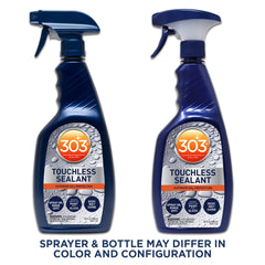 303 Products 32 oz bottle held next to hand for size and coverage scale