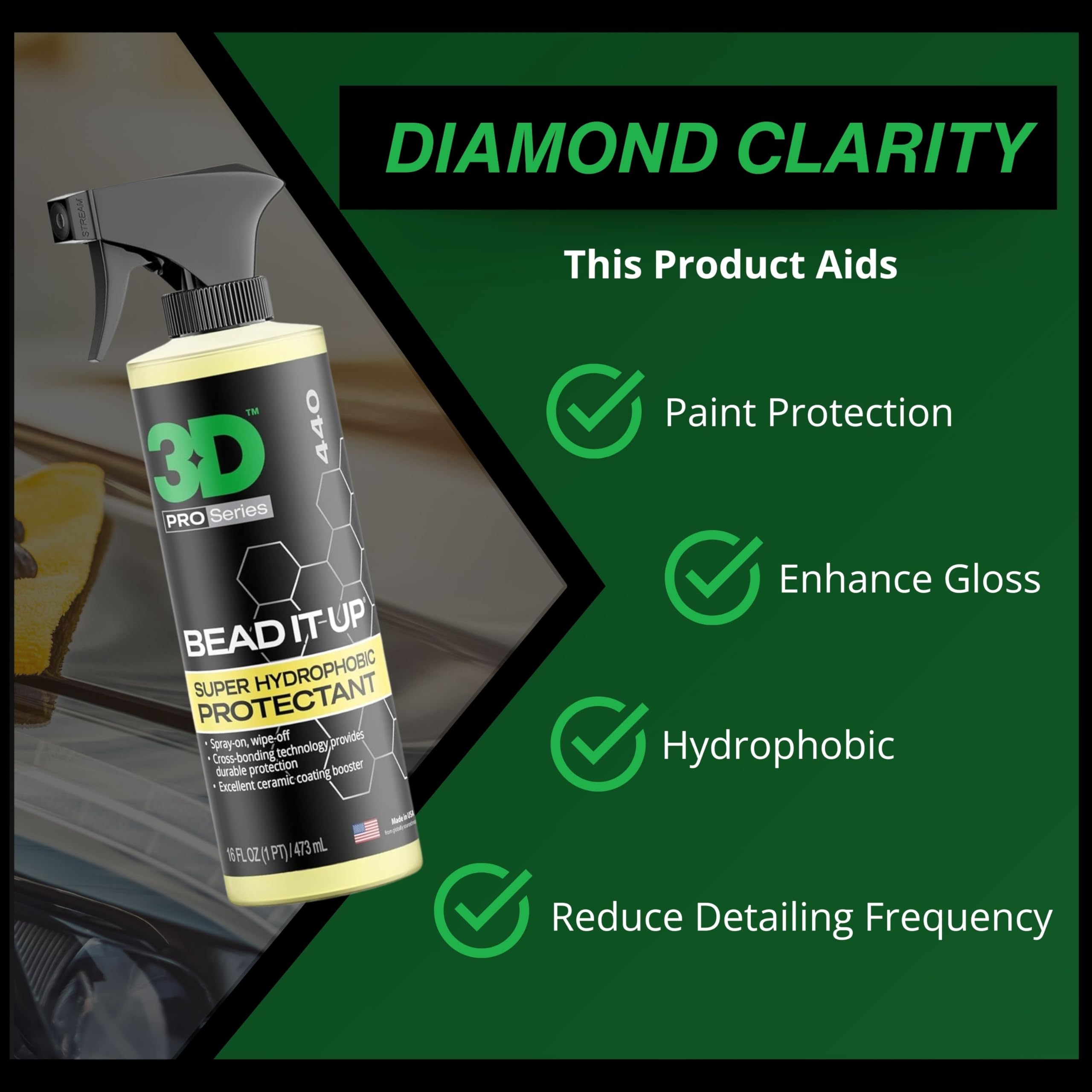 3D applying spray to car panel showing easy maintenance benefit