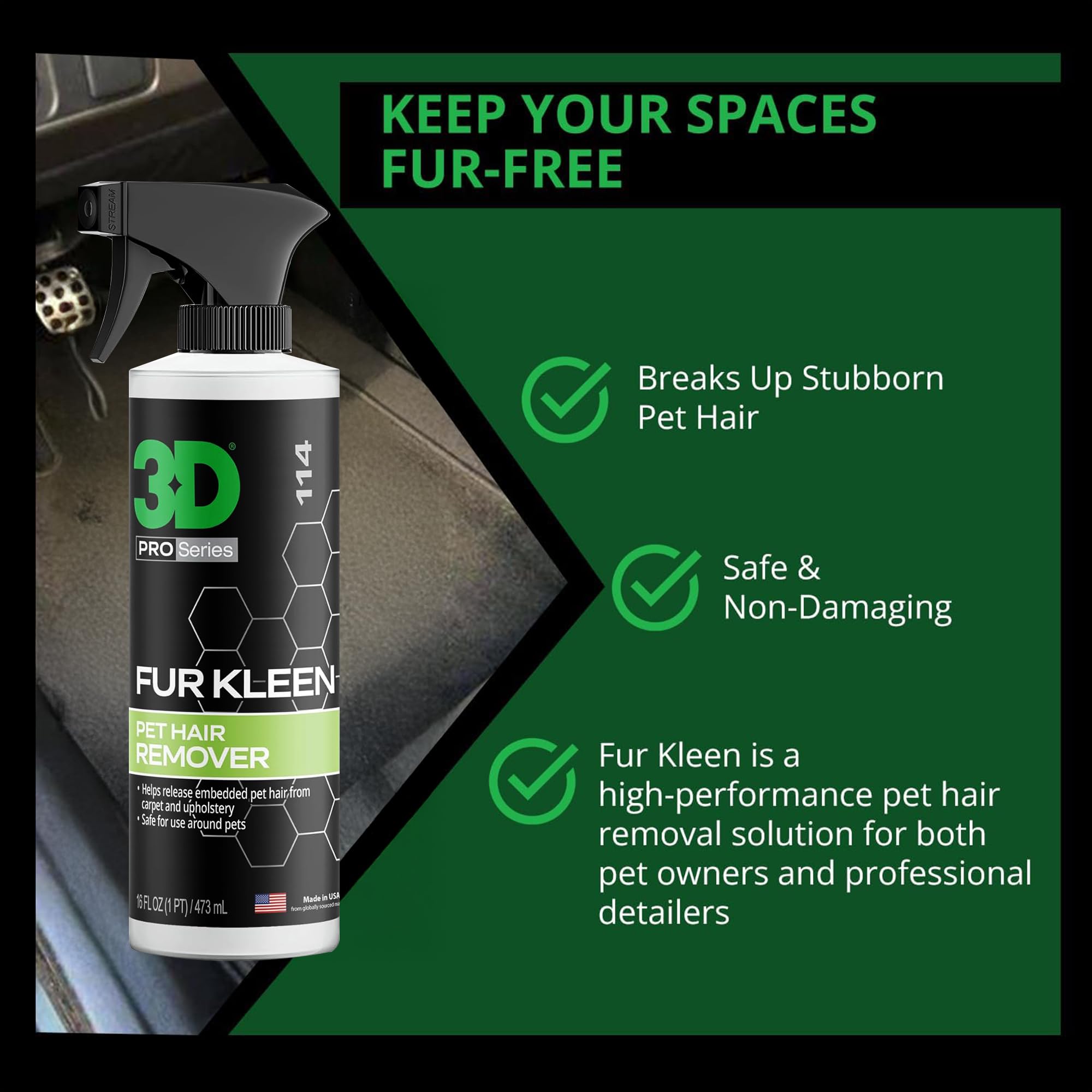 3D Fur Kleen close-up of liquid texture demonstrating gentle, residue-free action