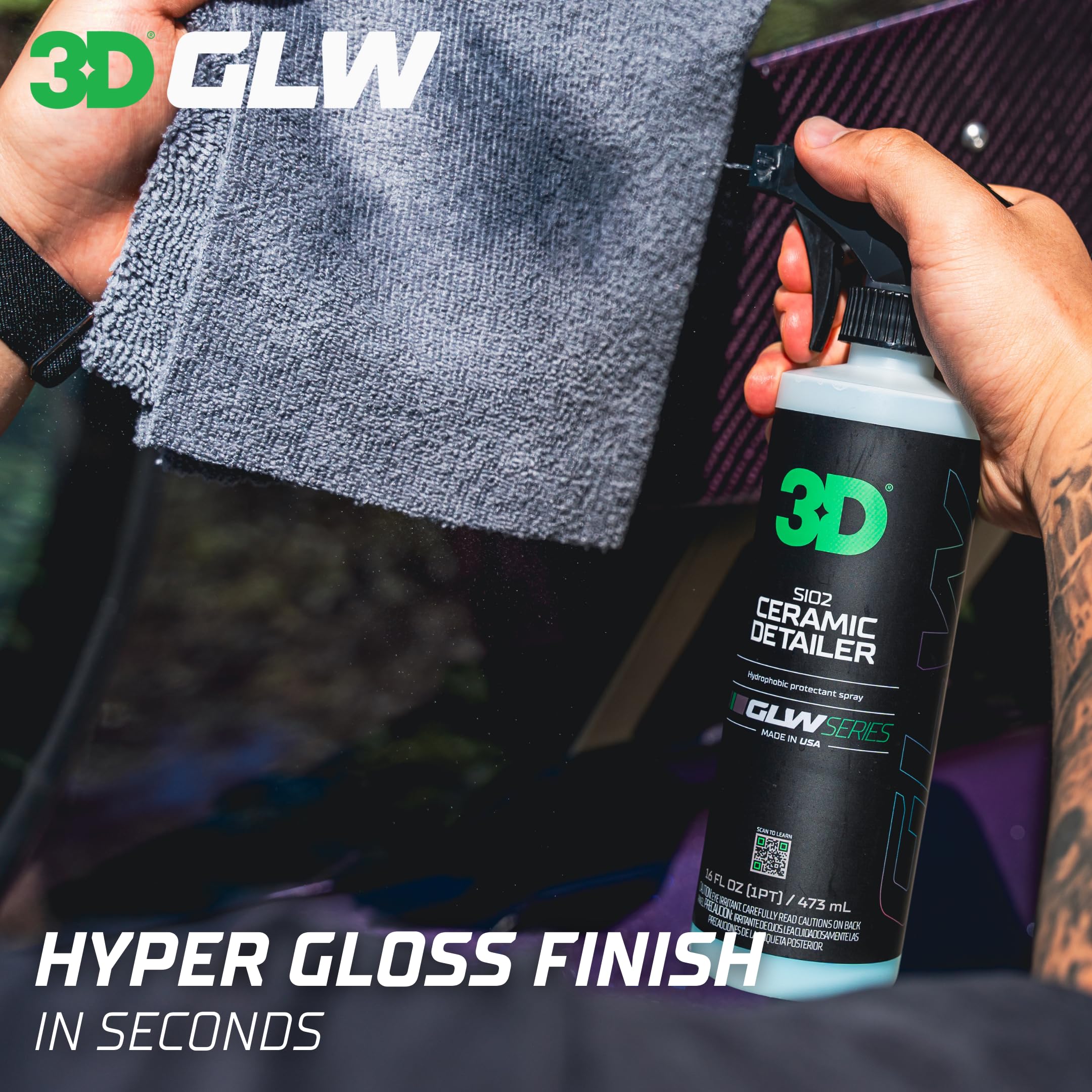3D GLW being applied on a car panel highlighting quick wipe-on application