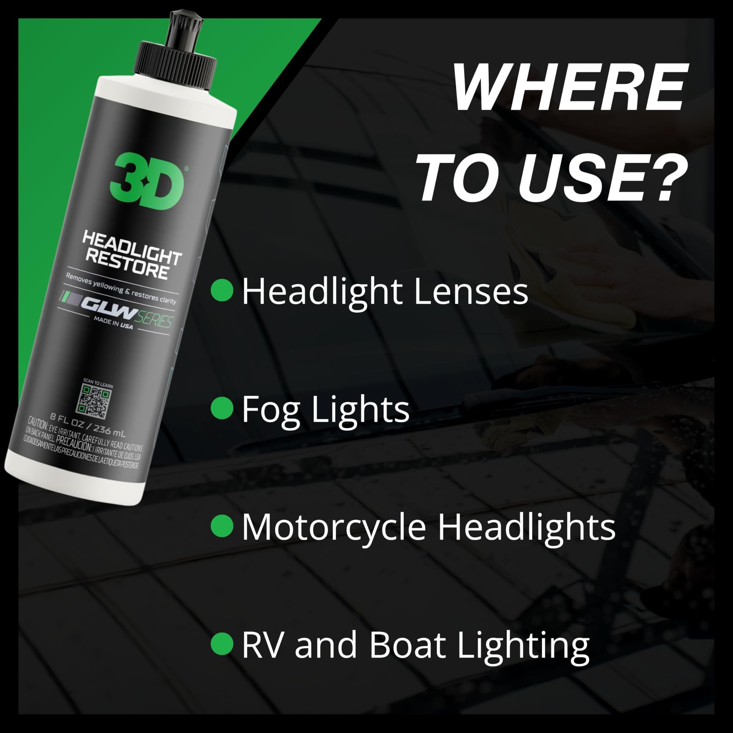 3D GLW improved headlights on night drive showing safer visibility