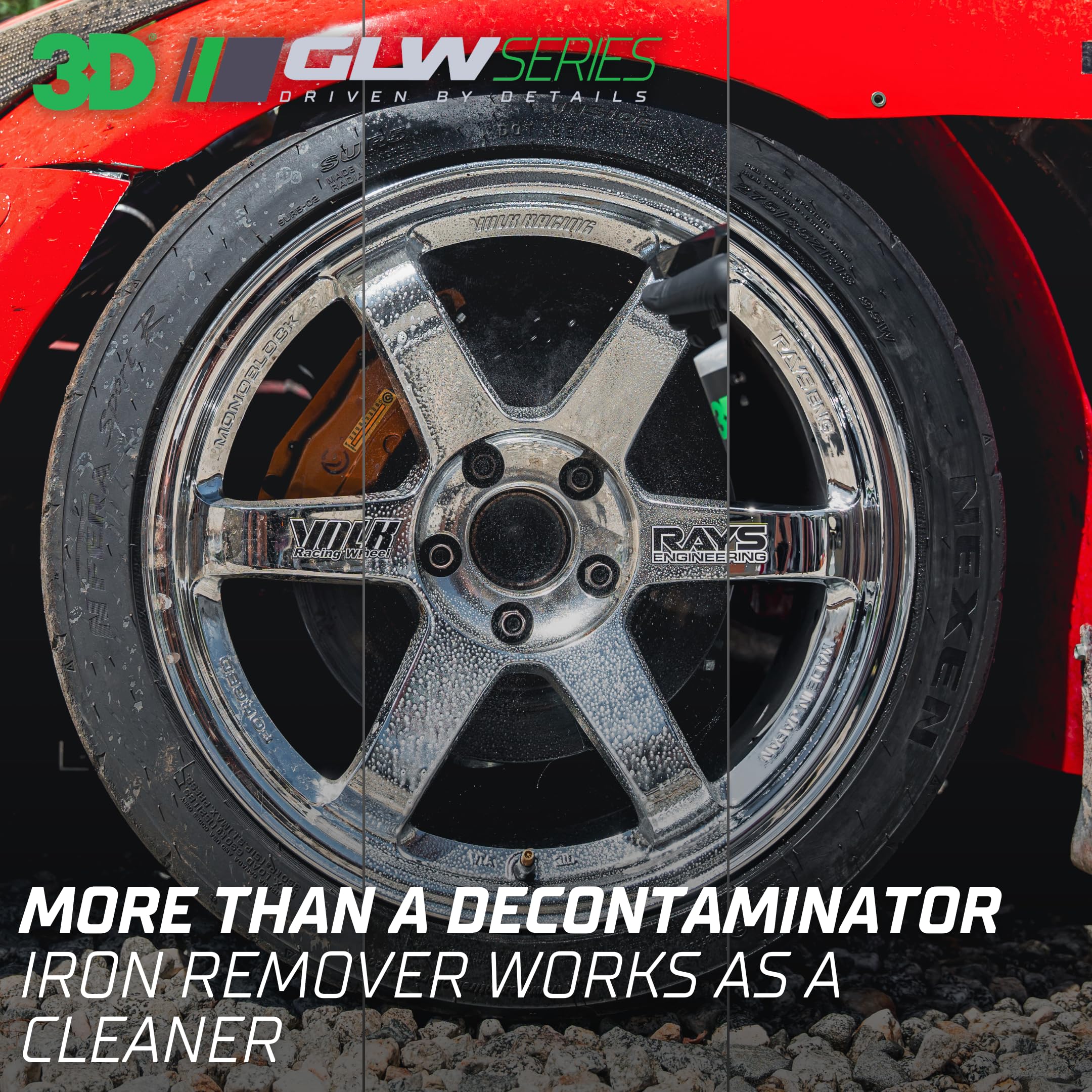 3D GLW purple reaction on wheel showing contaminant removal benefit