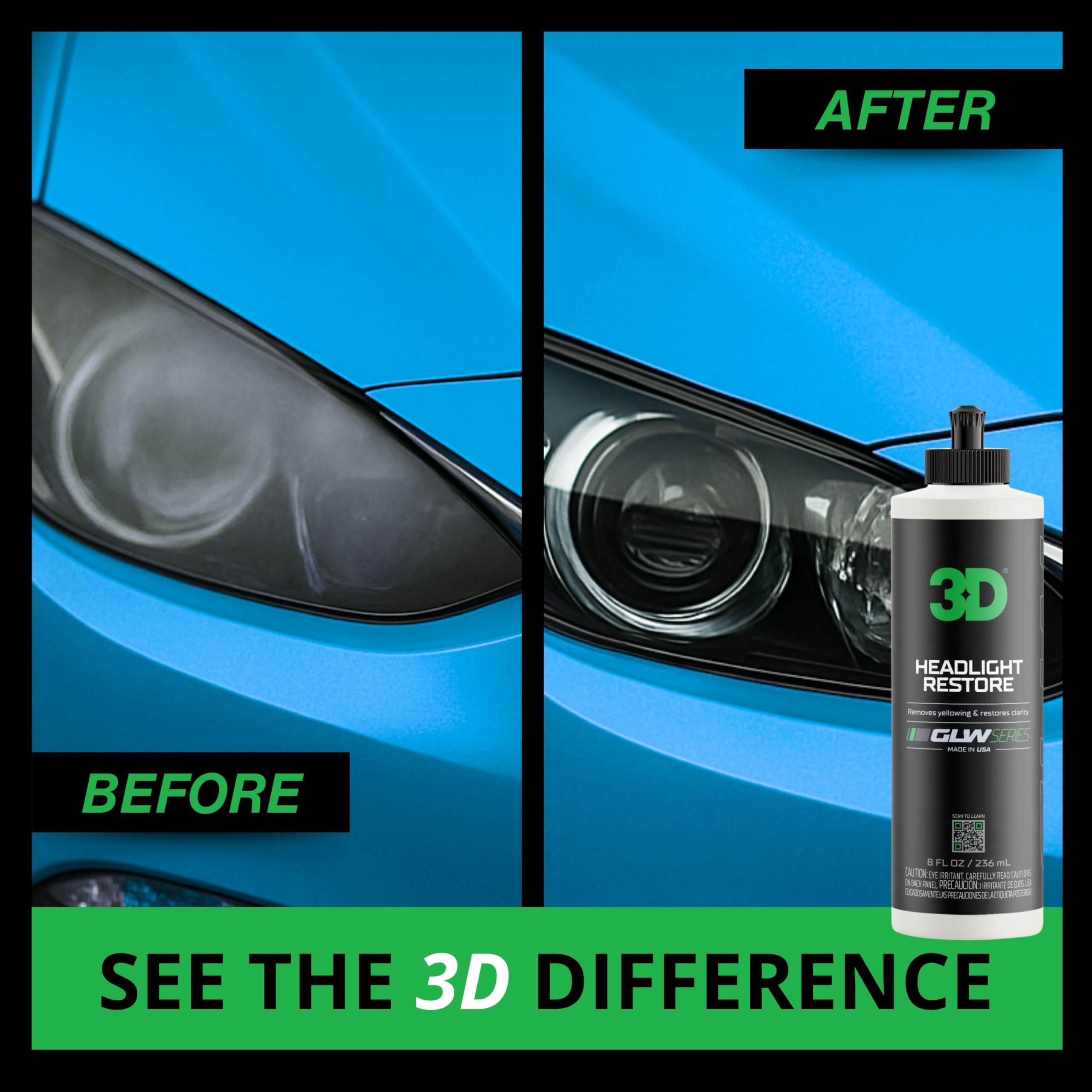 3D GLW close-up of lens restoration texture revealing removed oxidation
