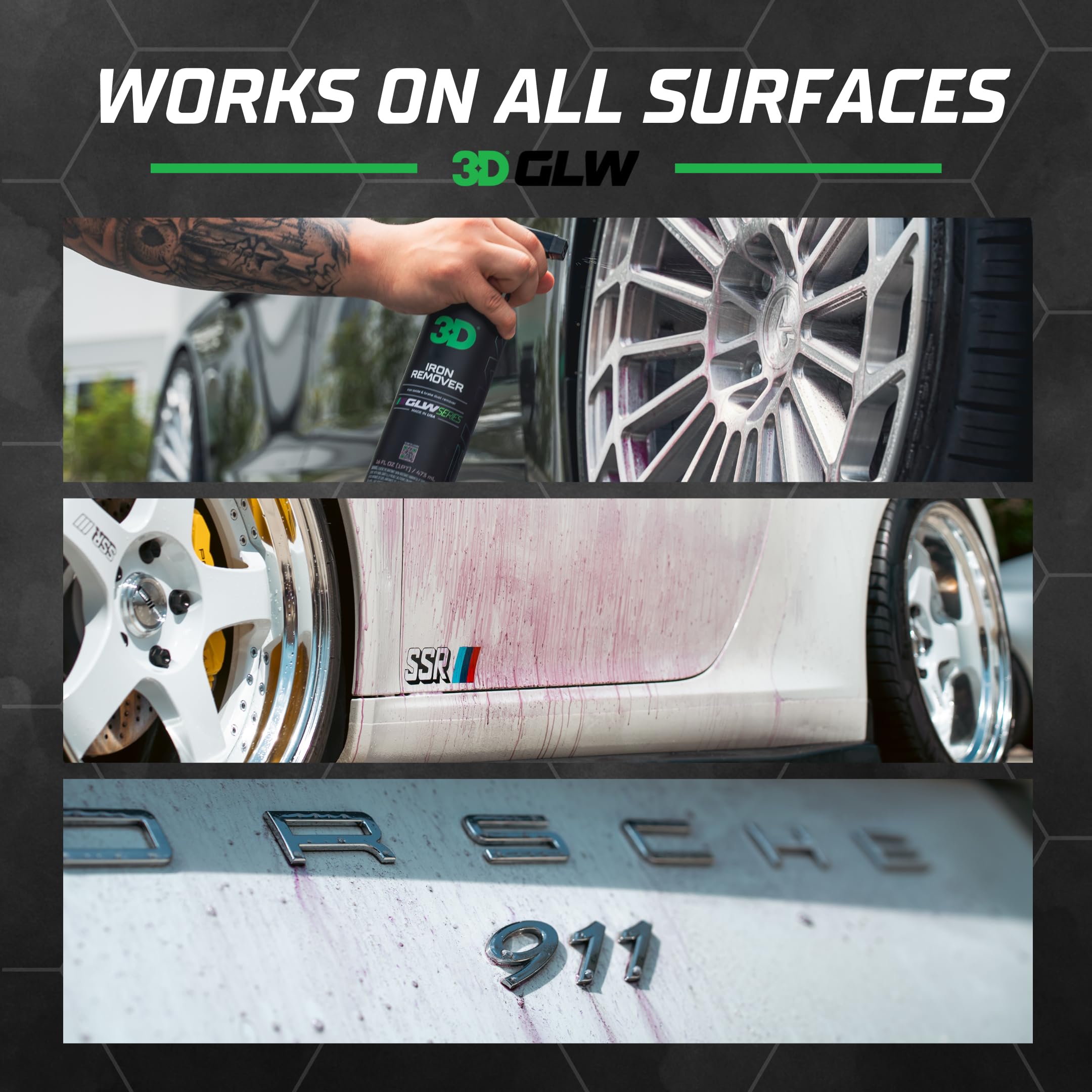 3D GLW rinsed wheel showing clean finish and fallout removal benefit