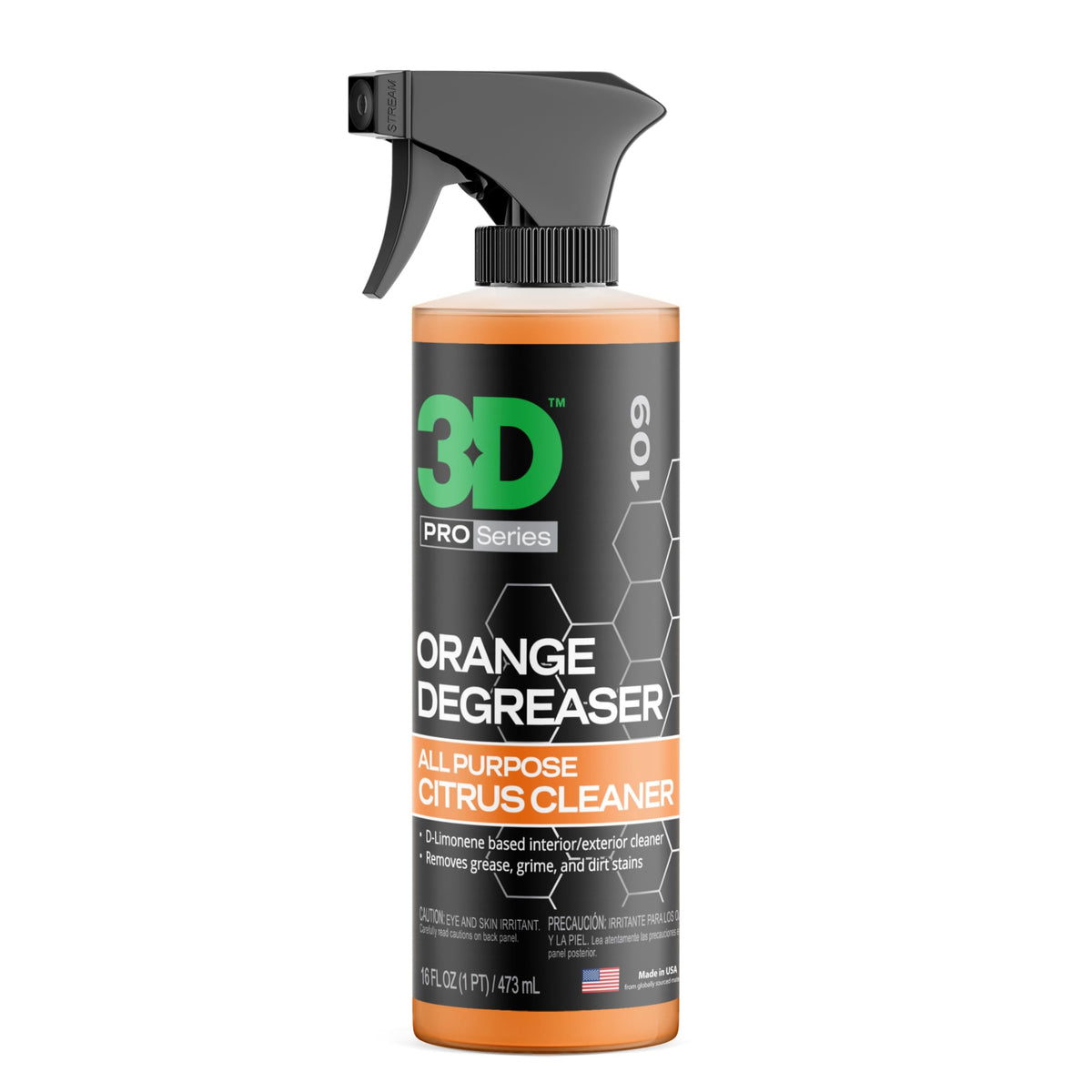 3D orange degreaser front label showing product name and citrus graphic for recognition
