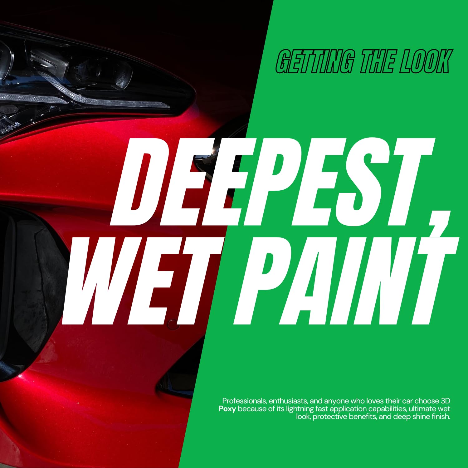 3D POXY after buff close-up showing deep gloss and enhanced color