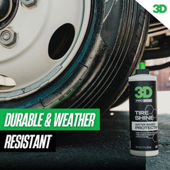 3D being applied to tire sidewall showing even coverage and high gloss