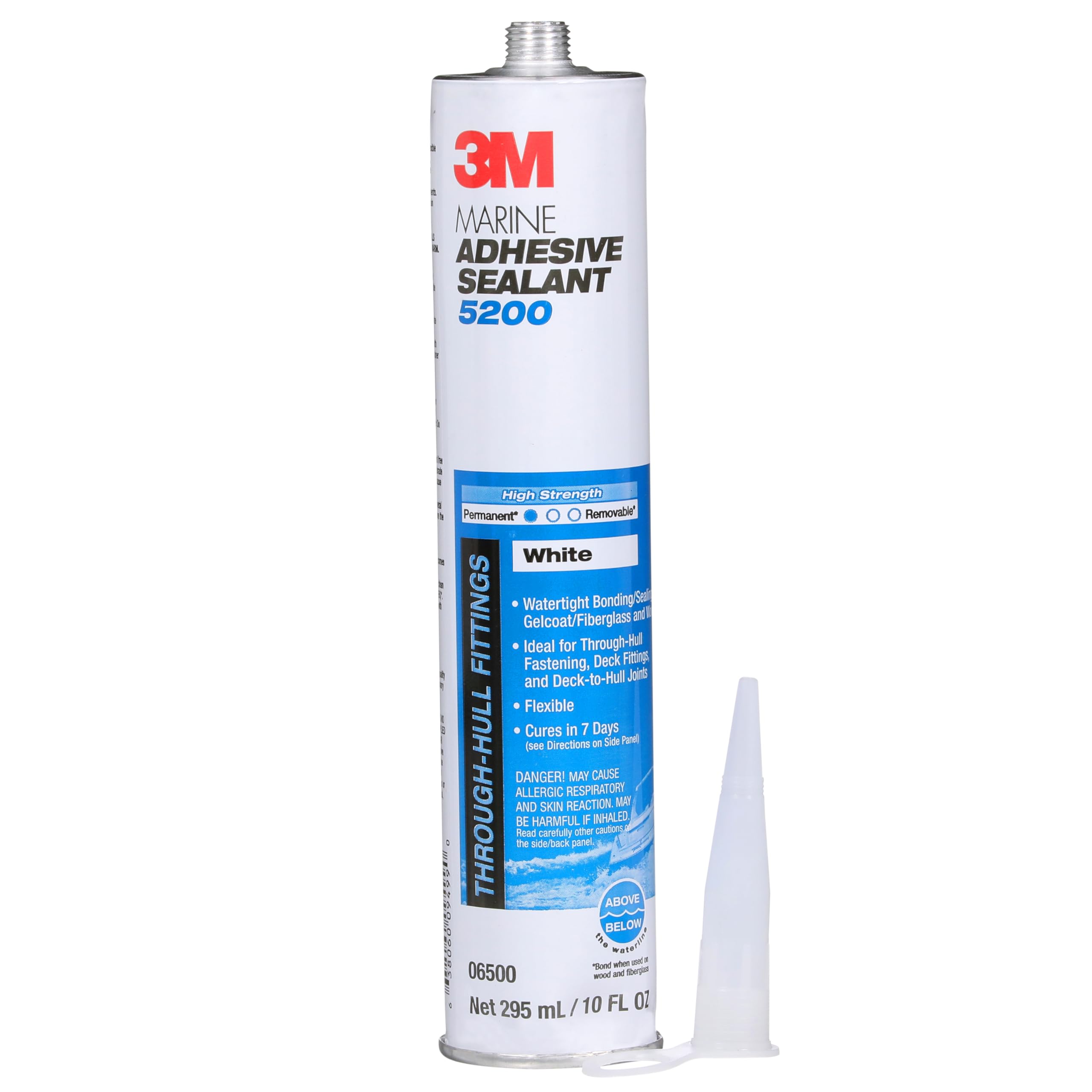 3M 5200 bead applied on gelcoat surface — watertight seal for hull repairs