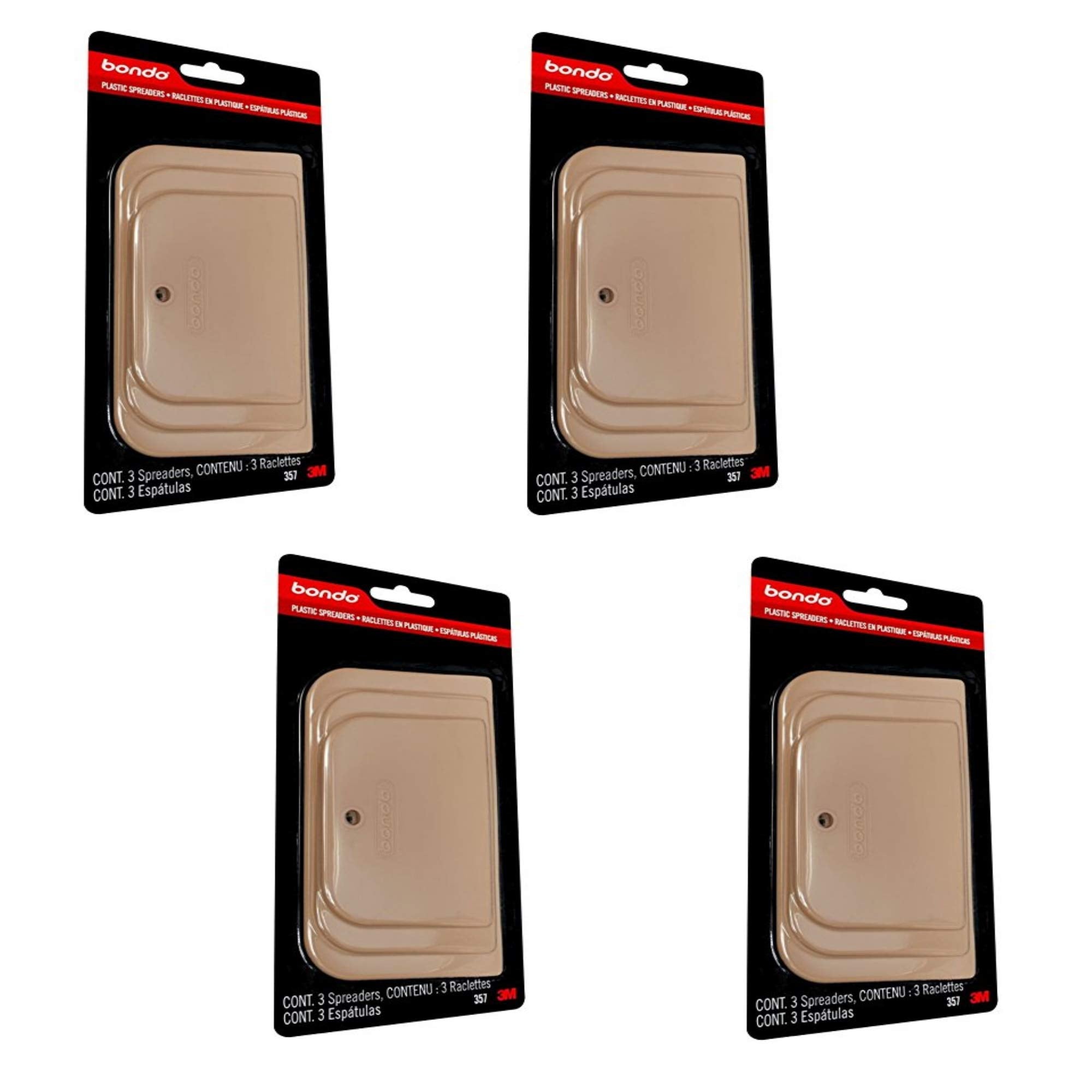 3M Bondo front view showing three spreader sizes for precise smoother finishes