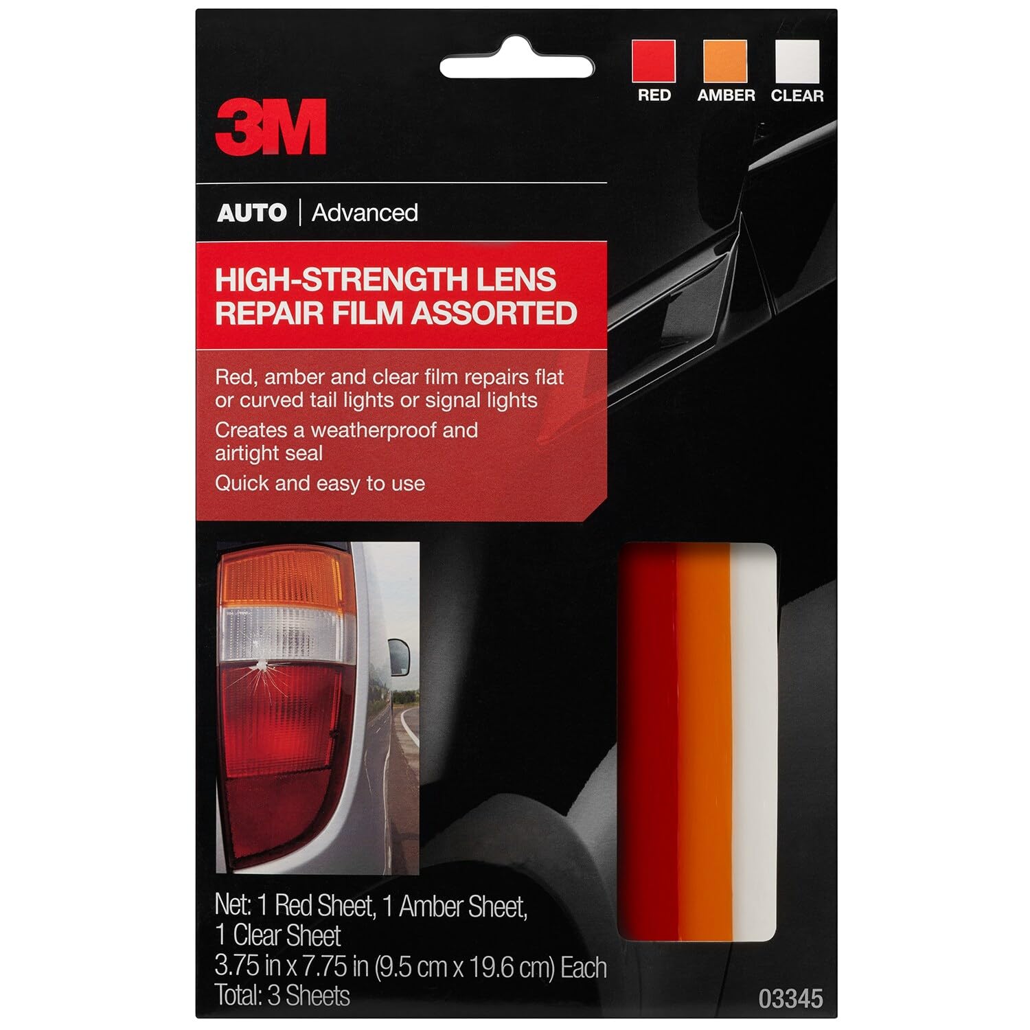 3M front packaging showing lens repair film and benefits