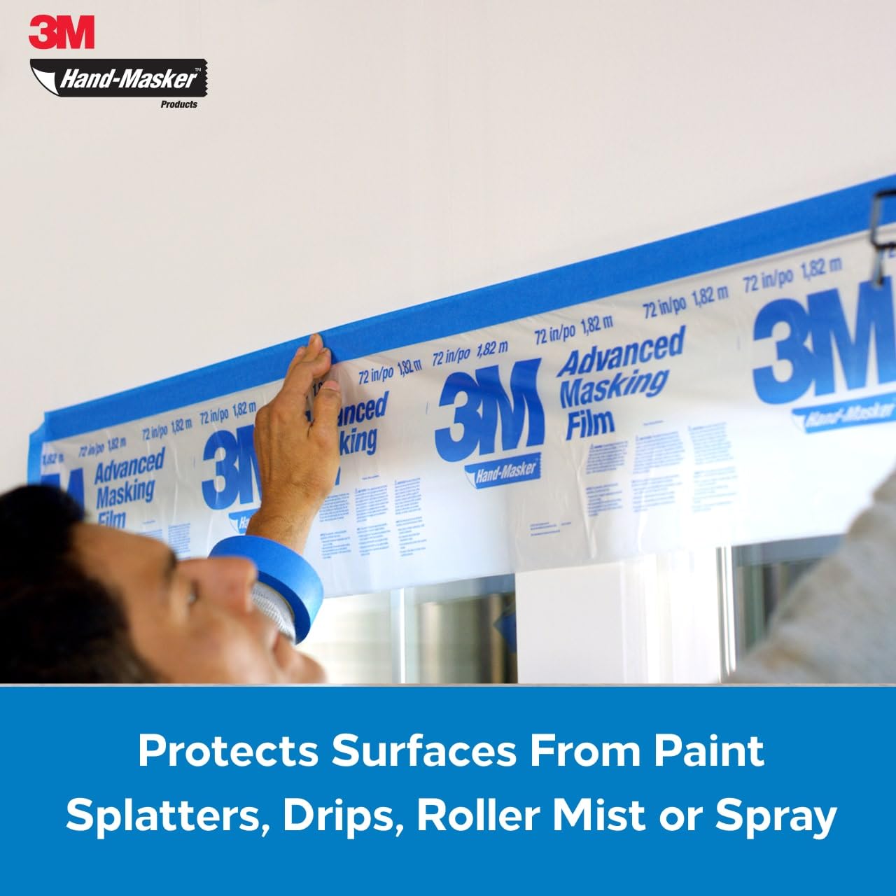 3M hand-masker film edge fold pattern showing neat coverage and reduced waste