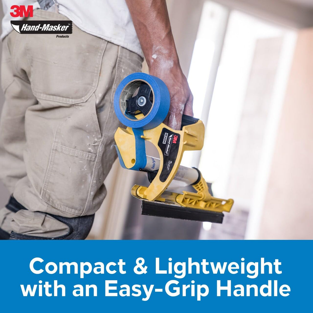 3M hand-masker with ScotchBlue tape displaying ready-to-use compatibility benefit
