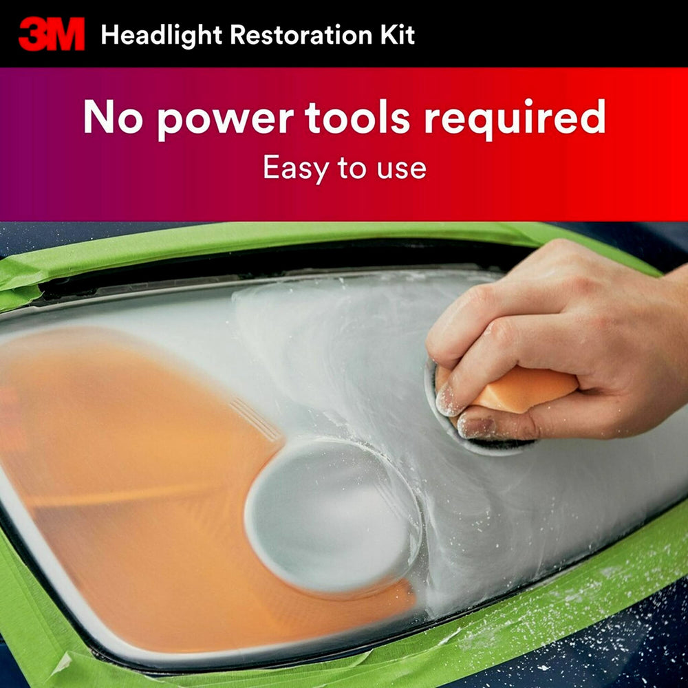 3M before and after headlight lens comparison showing visible improvement benefit