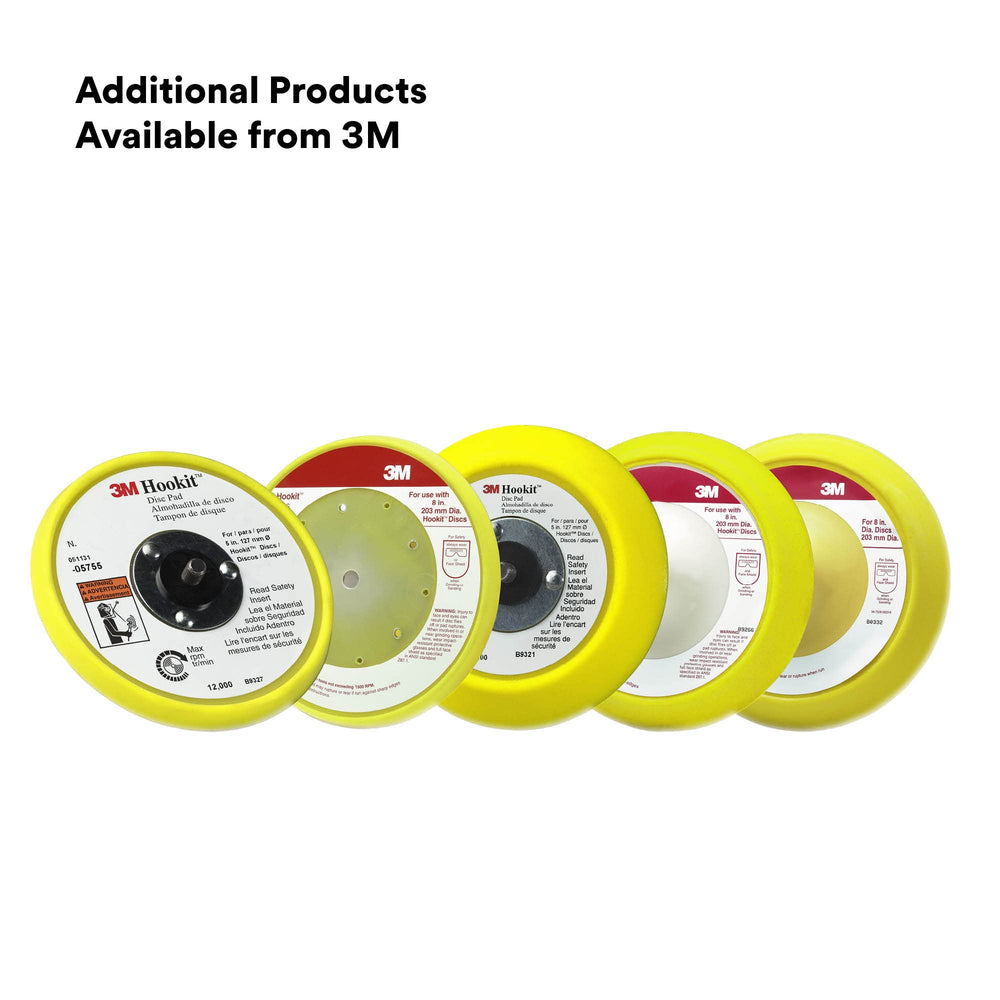 3M Hookit pad label and 5/16-24 thread detail for tool compatibility