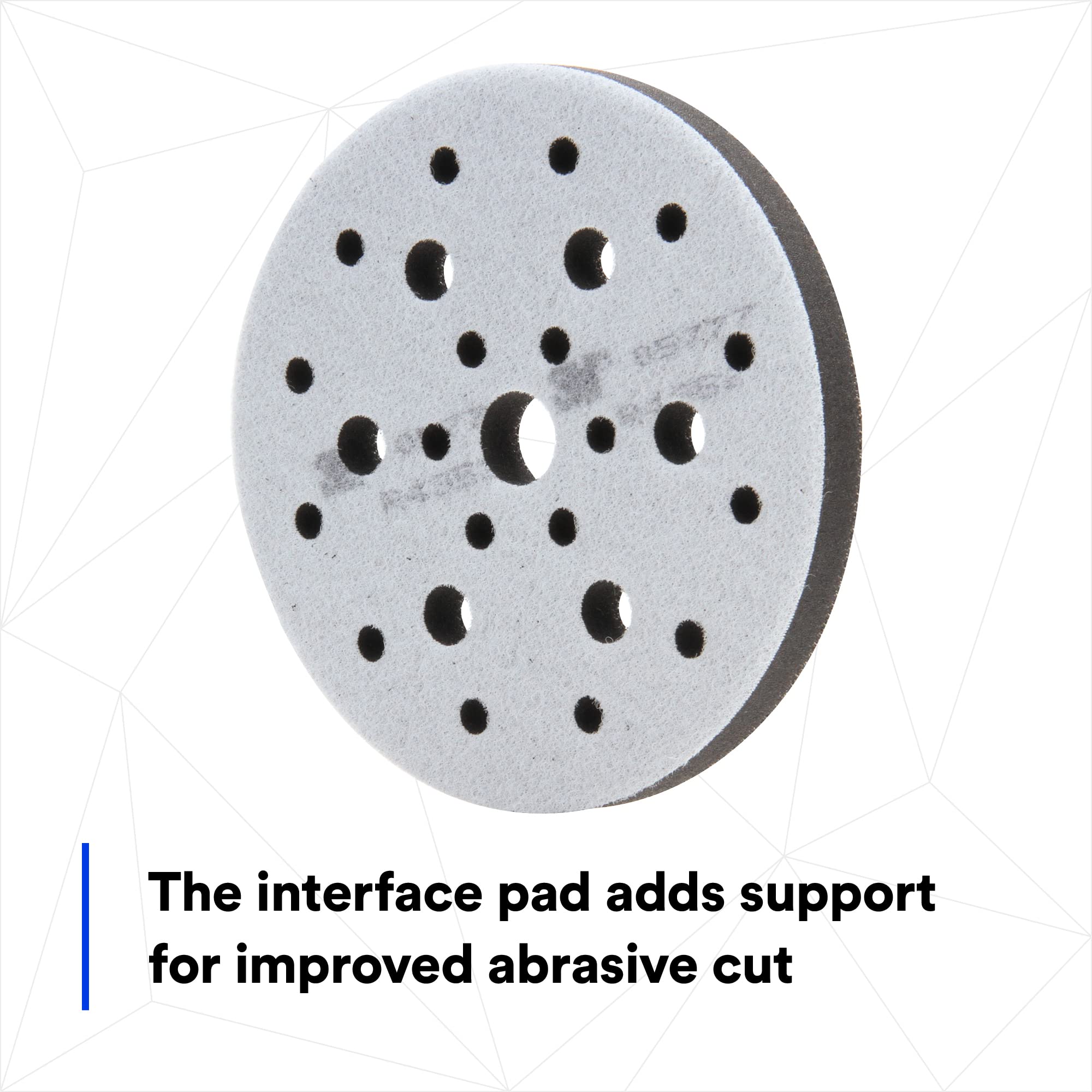 3M Hookit pad multi-hole pattern top view highlighting dust extraction advantage