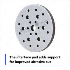 3M Hookit pad multi-hole pattern top view highlighting dust extraction advantage