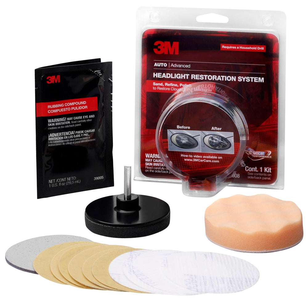 3M kit in use on vehicle headlight demonstrating faster restoration