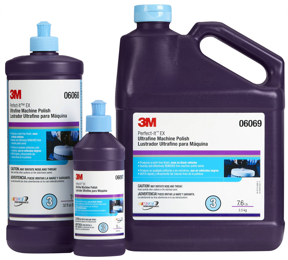3M Perfect-It on dark car panel showing reduced swirls and deeper color