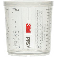 3M PPS 2.0 cup front view shows clear window and measured mixing ratios for accurate use